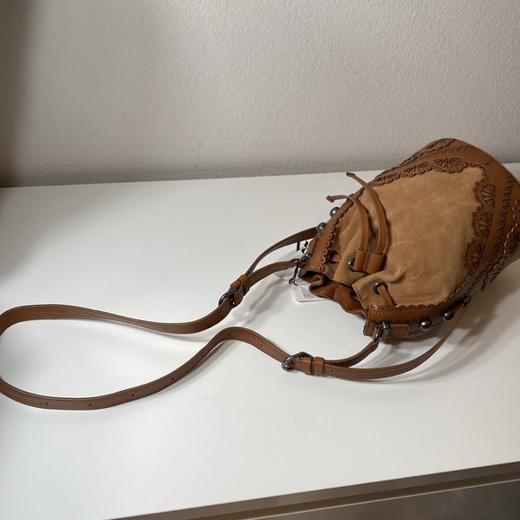 [NWT] Zara Die Cut Split Genuine Leather Bucket Bag - Picture 12 of 13